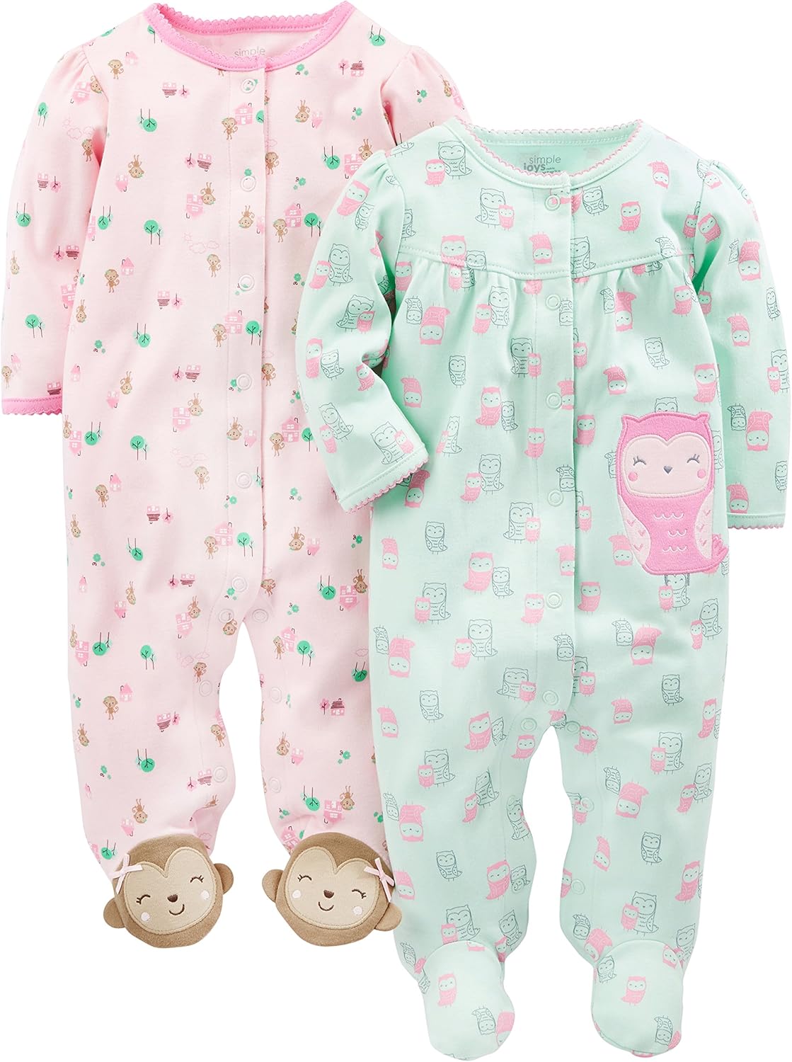 Simple Joys by Carter’s Baby Girls’ 2-Pack Cotton Snap Foote…