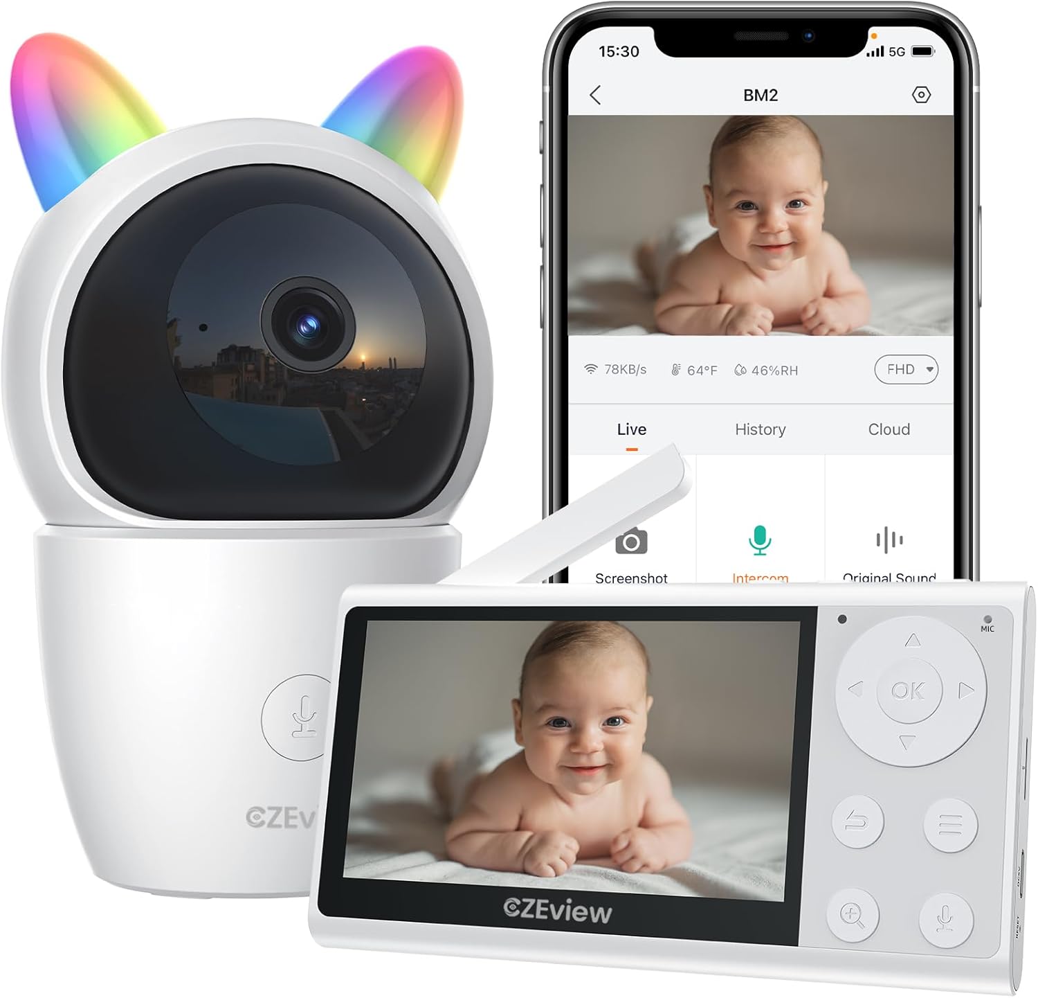 Video Baby Monitor with Camera and Audio, 2K Baby Monitor Wi…