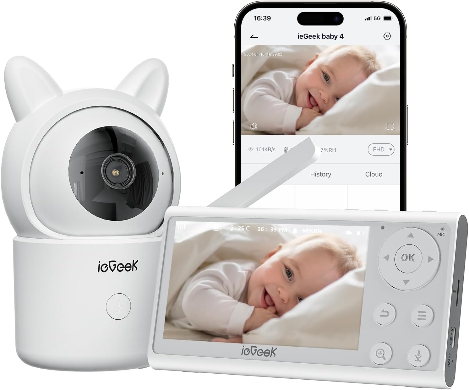 ieGeek Video Baby Monitor with Camera and Audio – 1080P FHD …