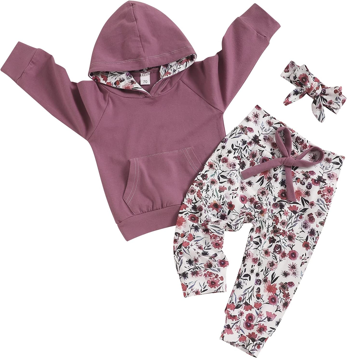 oklady Baby Girl Clothes,Hoodie Tops Floral Pant with Cute H…