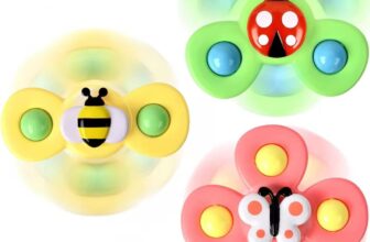 3PCS Suction Cup Spinner Toys for 1 2 Year Old Boys Spinning...