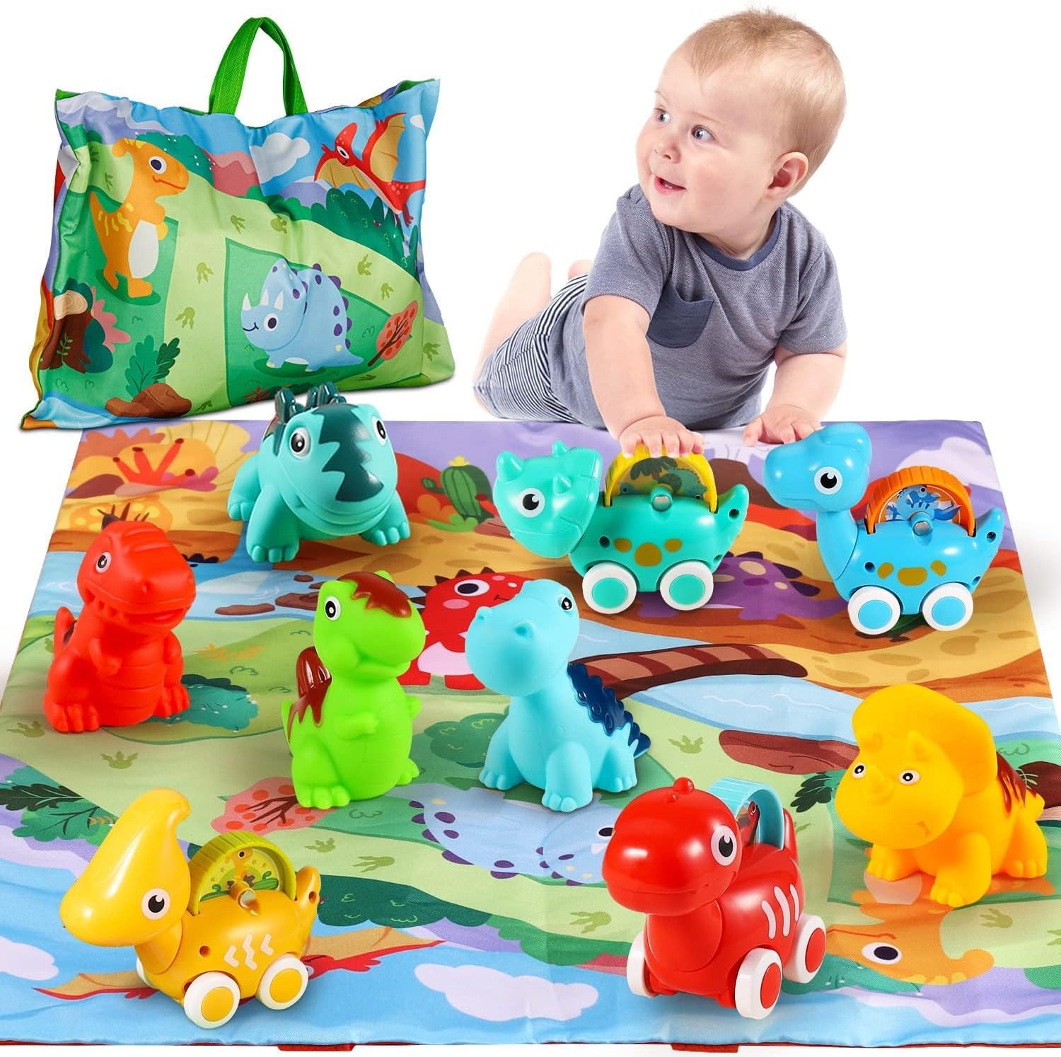 ALASOU 9 PCS Dinosaur Fantastic Creatures Toys with Playmat/…