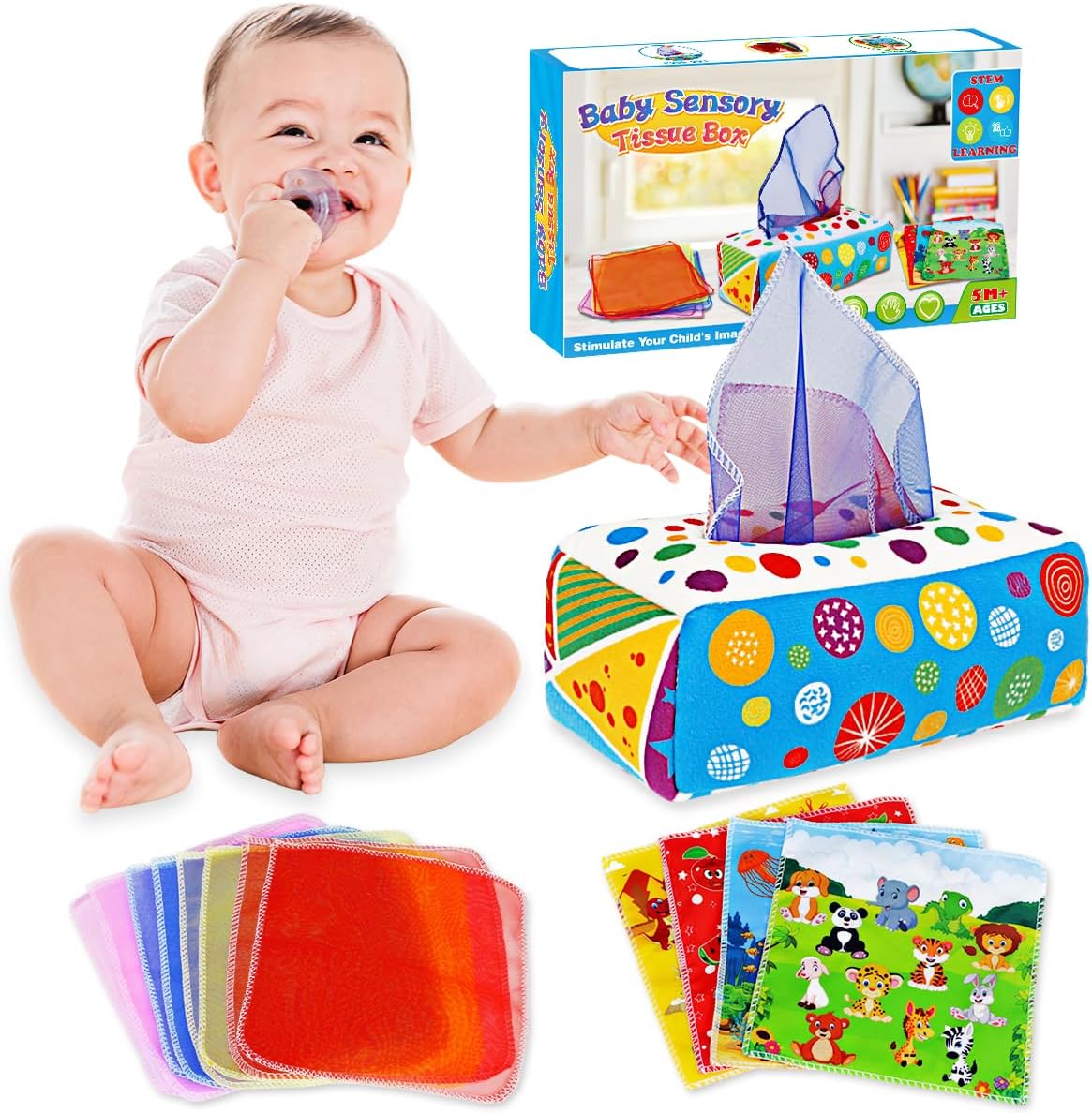 Aiduy Baby Toys 6 to 12 Months – Baby Tissue Box Toys Montes…