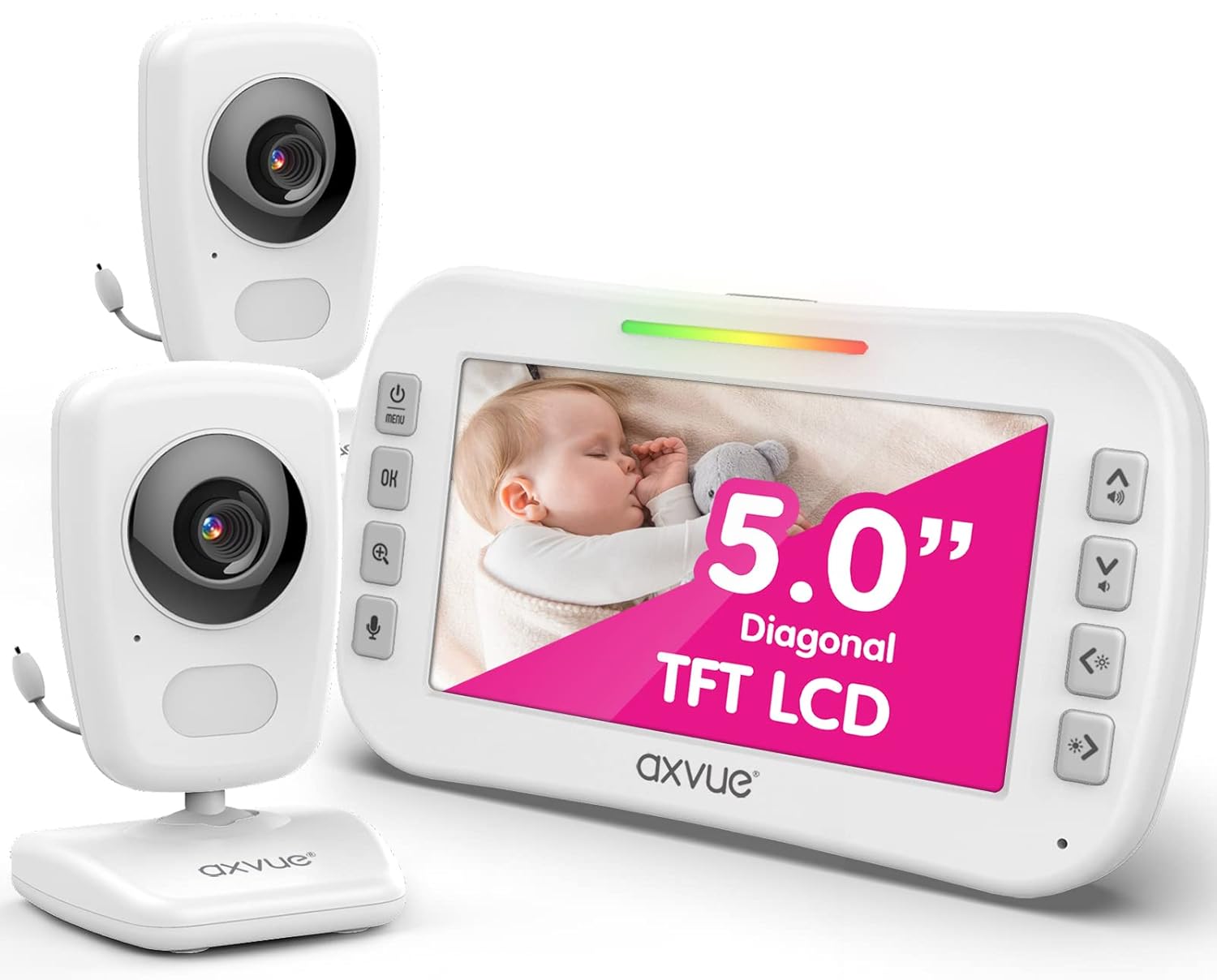 Axvue Video Baby Monitor with 2 Camera, Comfortable Slim Des…