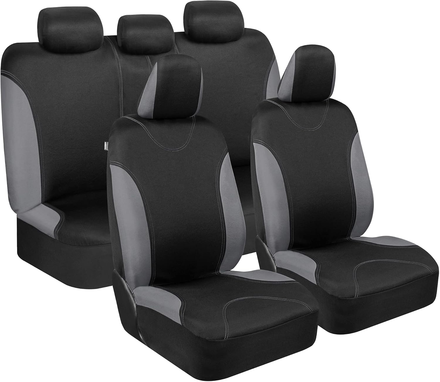 BDK UltraSleek Gray Seat Covers for Cars, Two-Tone Front Sea…