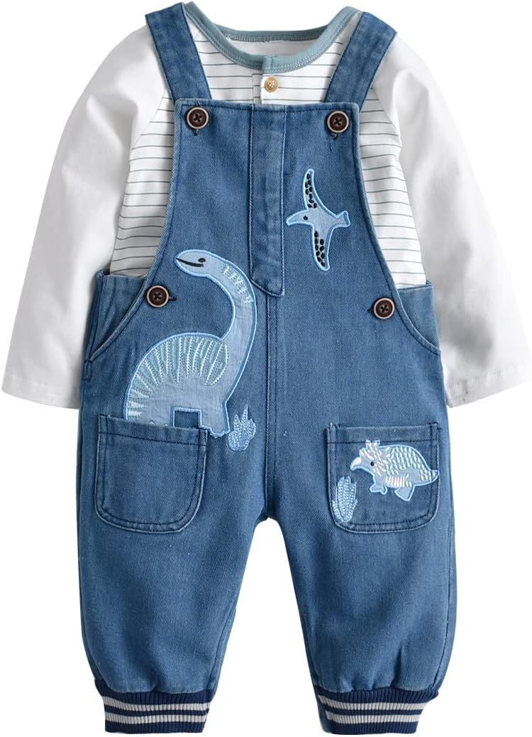 Baby Boy Clothes Set Infant Boy’s Long Sleeve Romper+Dinosau…