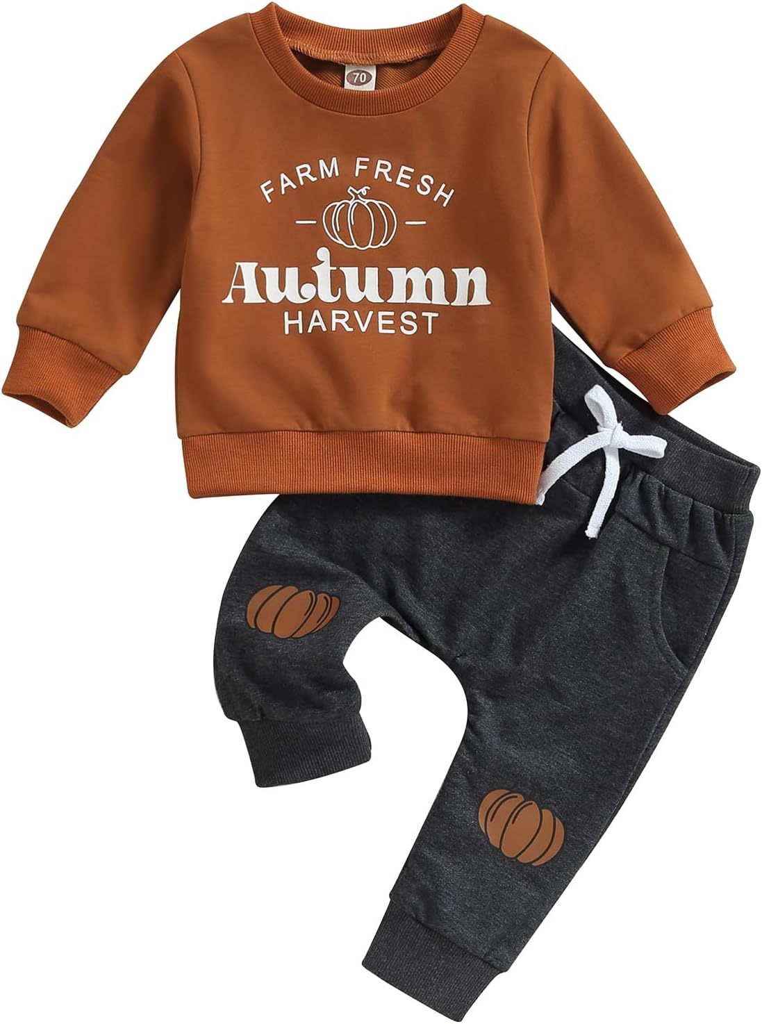 Baby Boy Halloween Clorhes Pumpkin Long Sweatshirt Pants Tod…