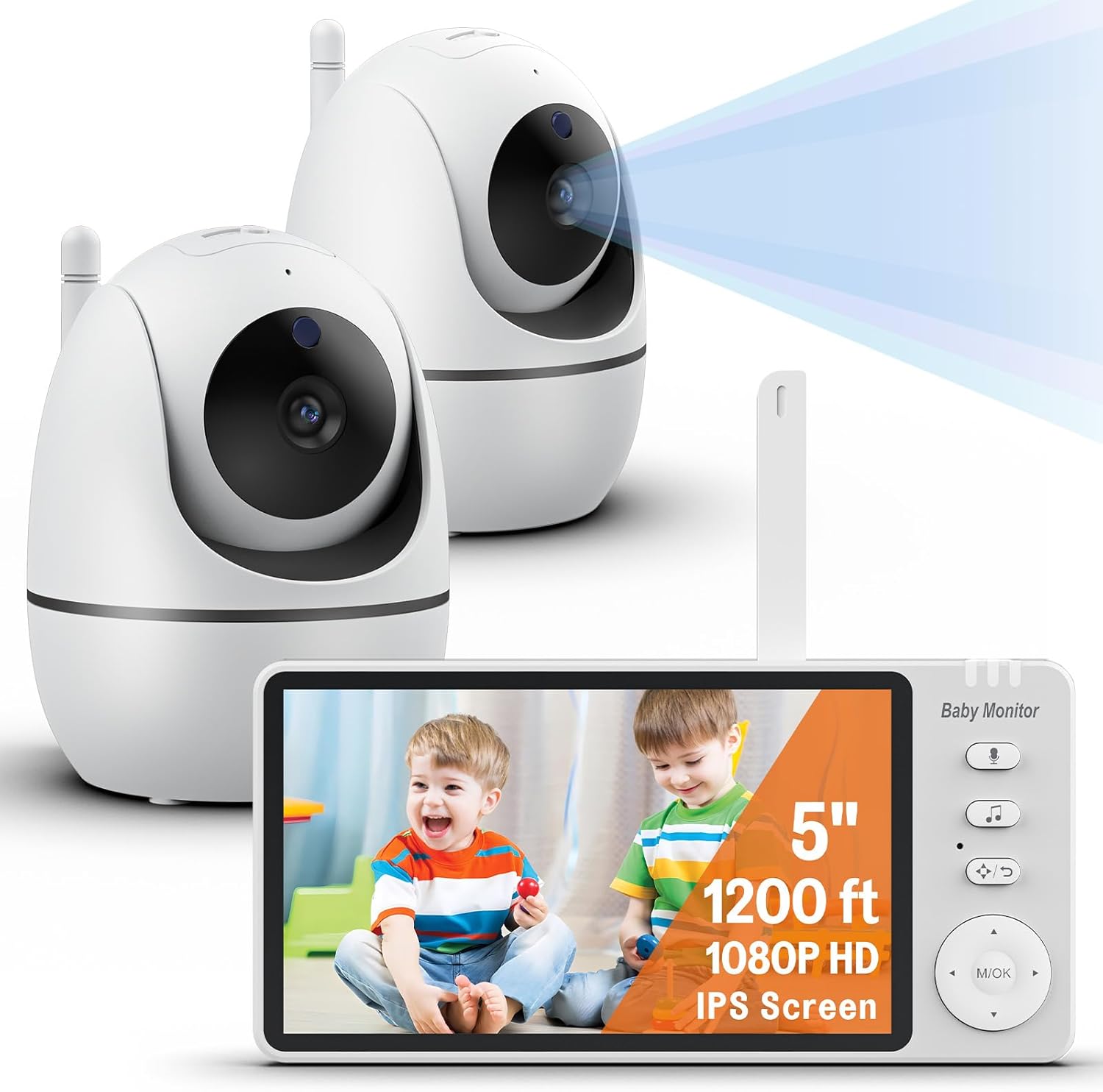 Baby Monitor No WiFi – 1080P HD 5″ Video Monitor IPS Screen …