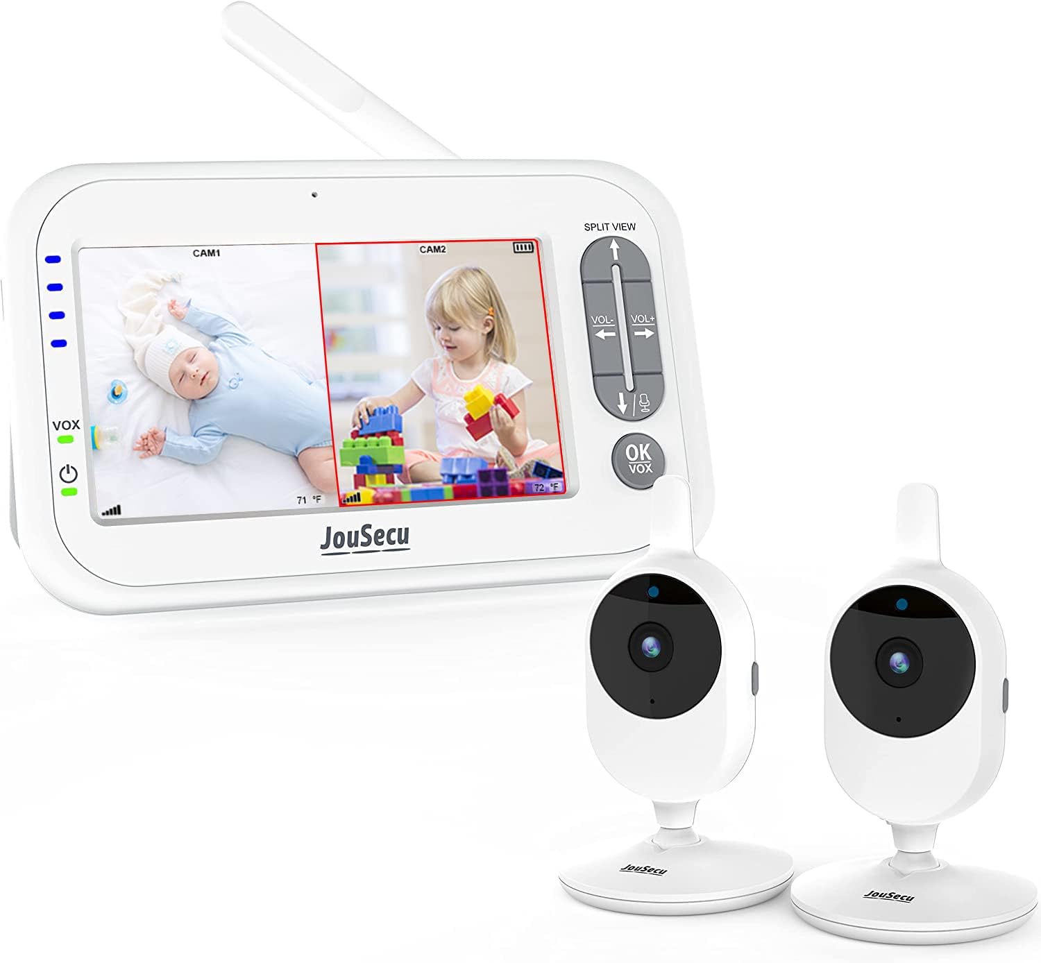 Baby Monitor with 2 Cameras, Video Baby Monitor, 4.3″ LCD Sp…