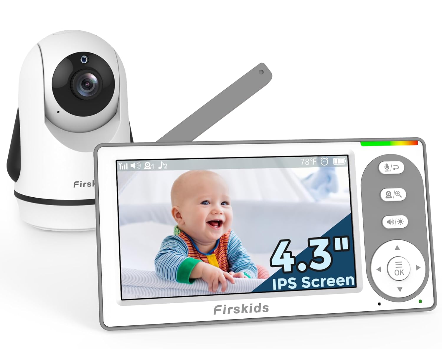 Baby Monitor with Camera and Audio, 30-Hour Battery, 4.3″ IP…