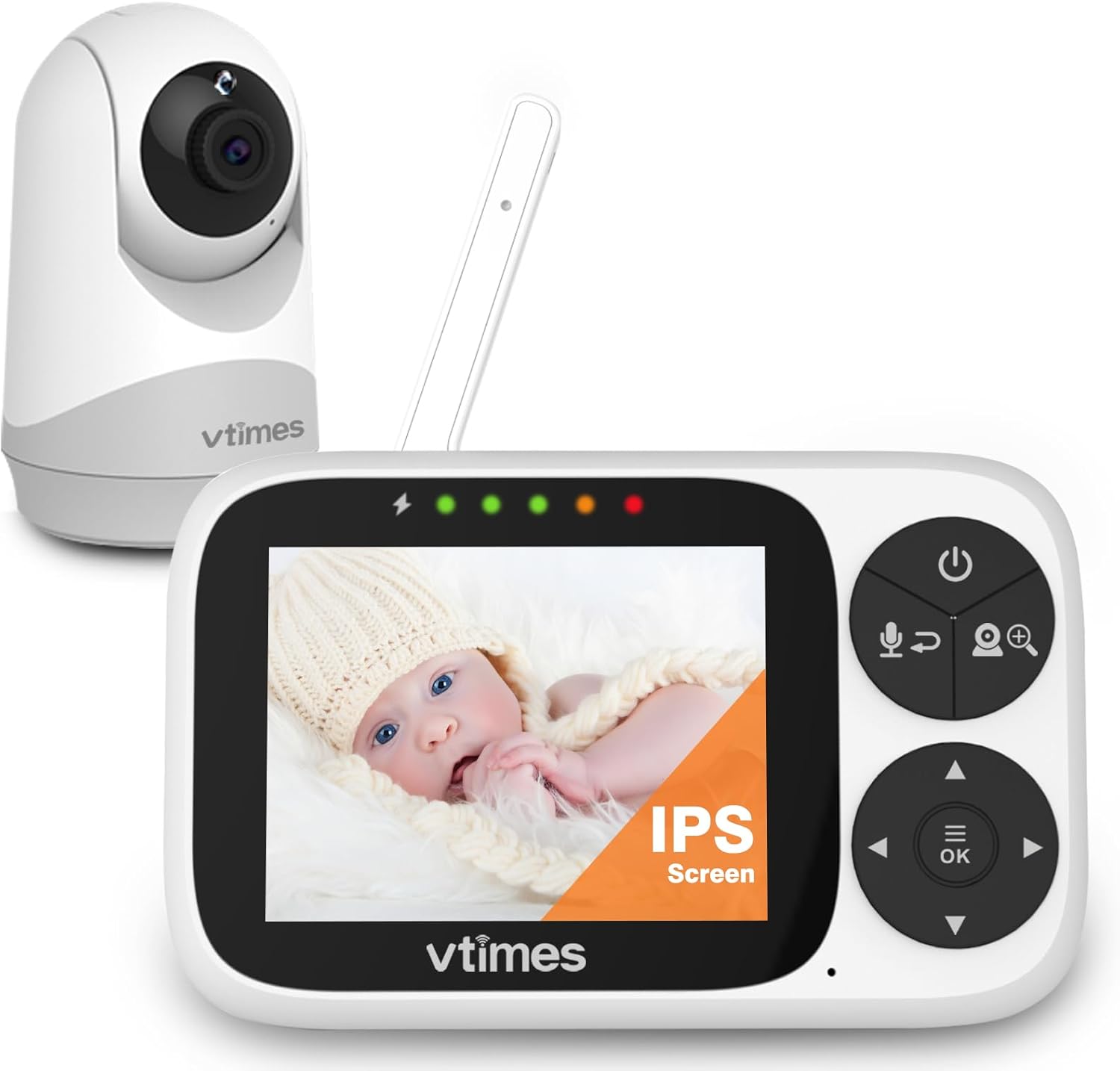 Baby Monitor with Camera and Audio, 3.2″ IPS Screen Video Ba…