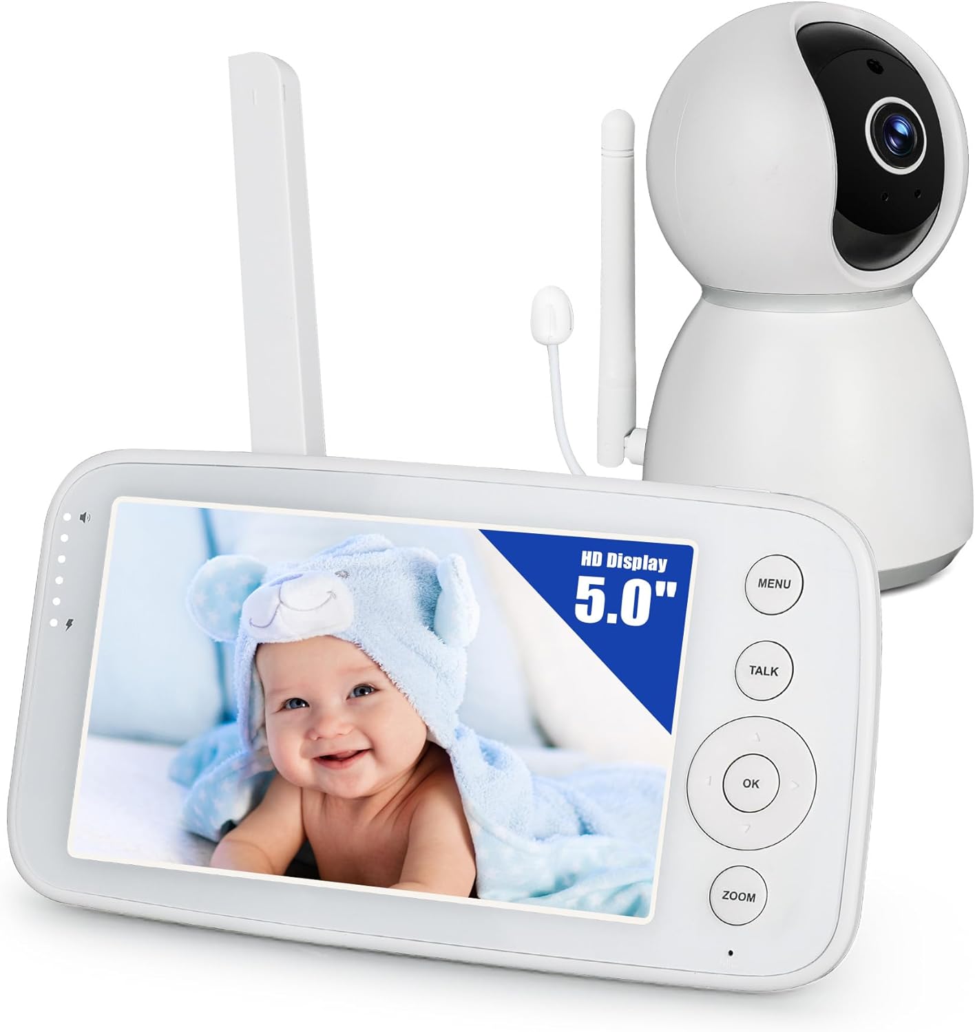 Baby Monitor with Camera and Audio, 5″ Large Screen with 28H…