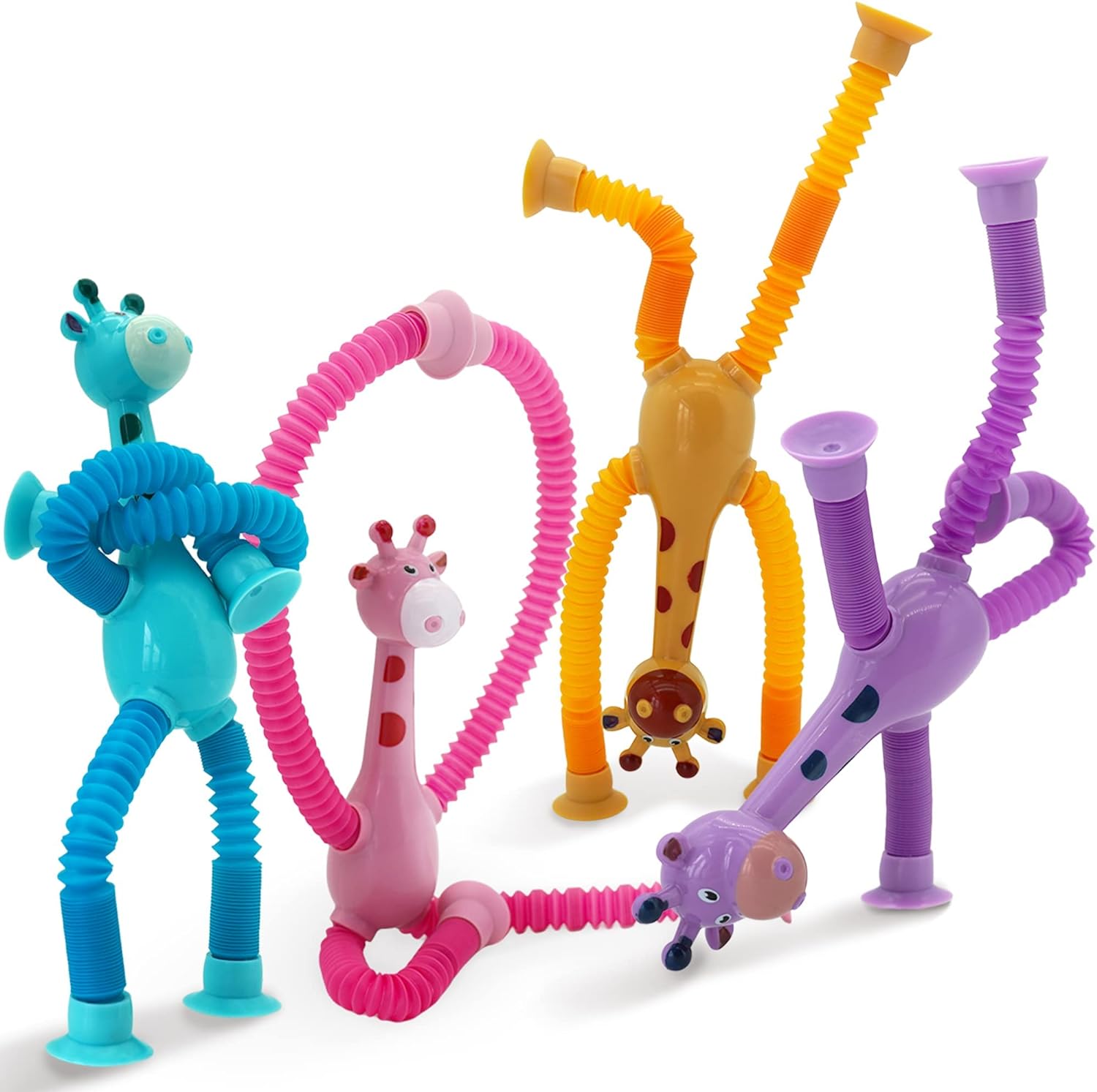 Boxgear 4 Pieces LED Telescopic Suction Cup Giraffe Toy, Sha…