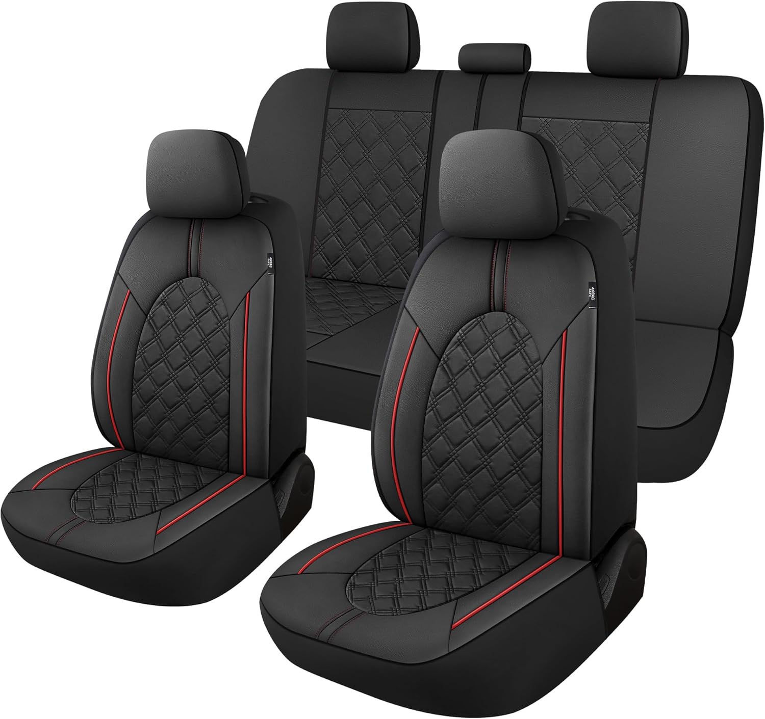 CAROMOP Luxury Leather Car Seat Covers Full Set-Waterproof S…