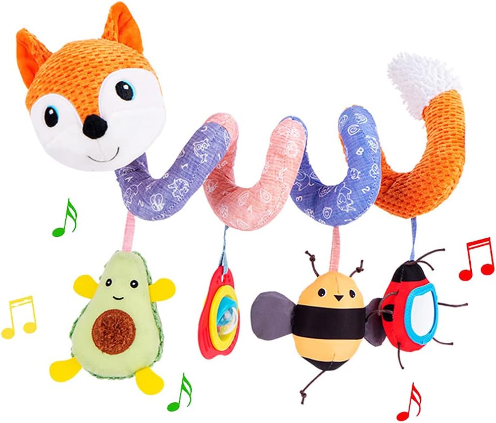 Car Seat Toys, Baby Plush Spiral Hanging Toys for Stroller C…