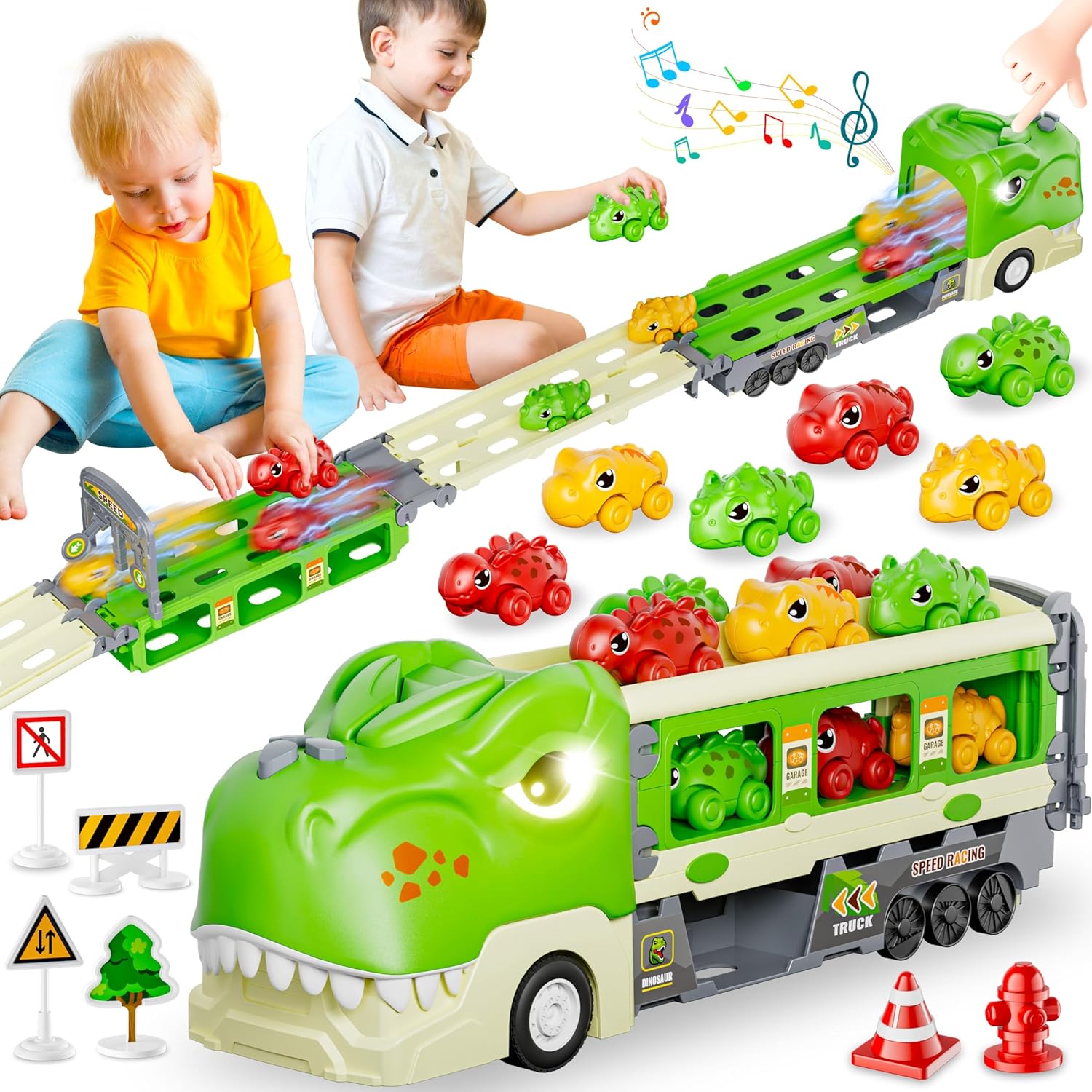 Dinosaur Truck Toys for 2 3 4 5 6 7 Year Boy Toddler, Foldab…