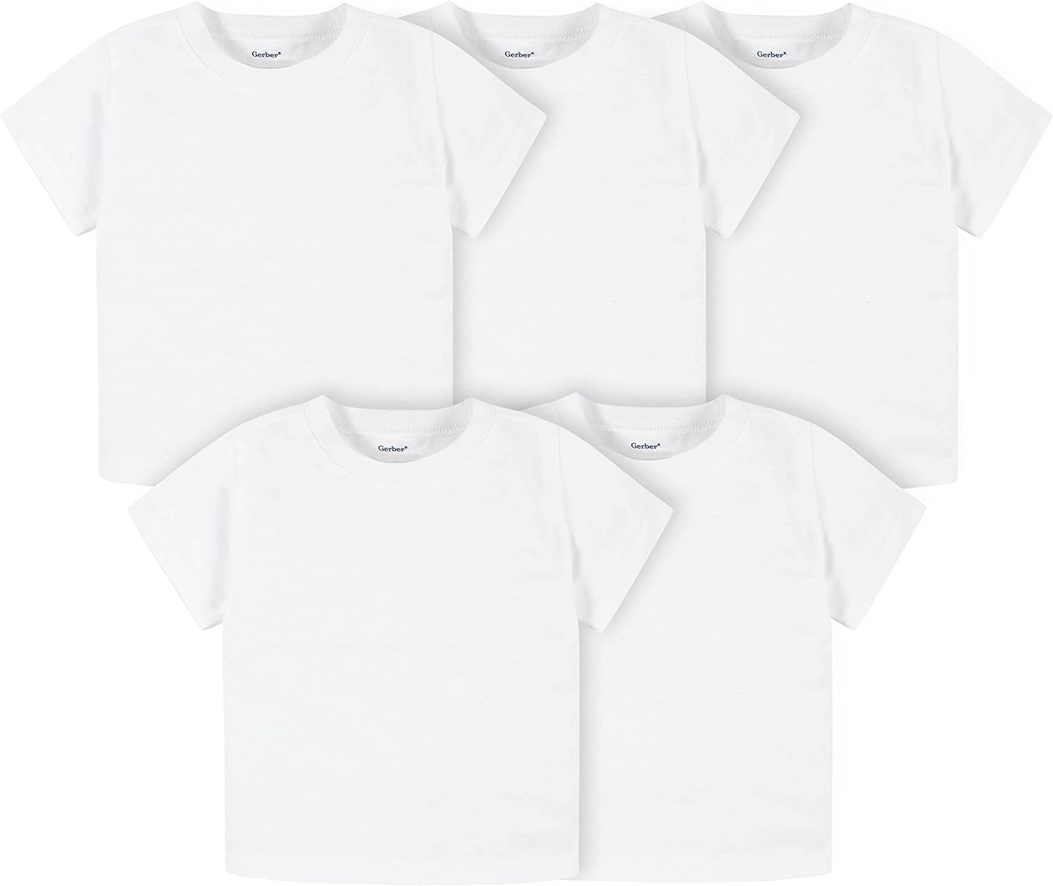 Gerber Baby Toddler 5-Pack Solid Short Sleeve T-Shirts Jerse…