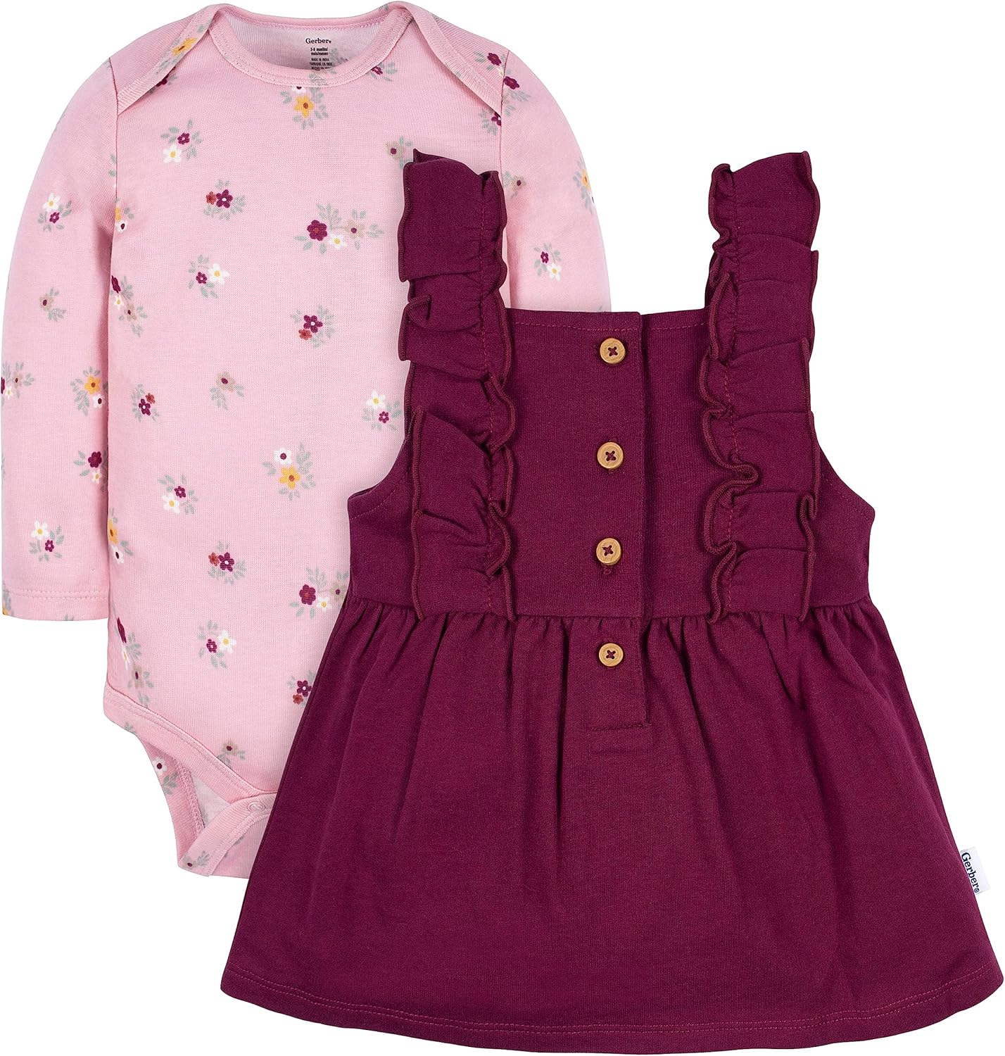 Gerber Baby & Toddler Girls’ 2-Piece Overall Dress Set