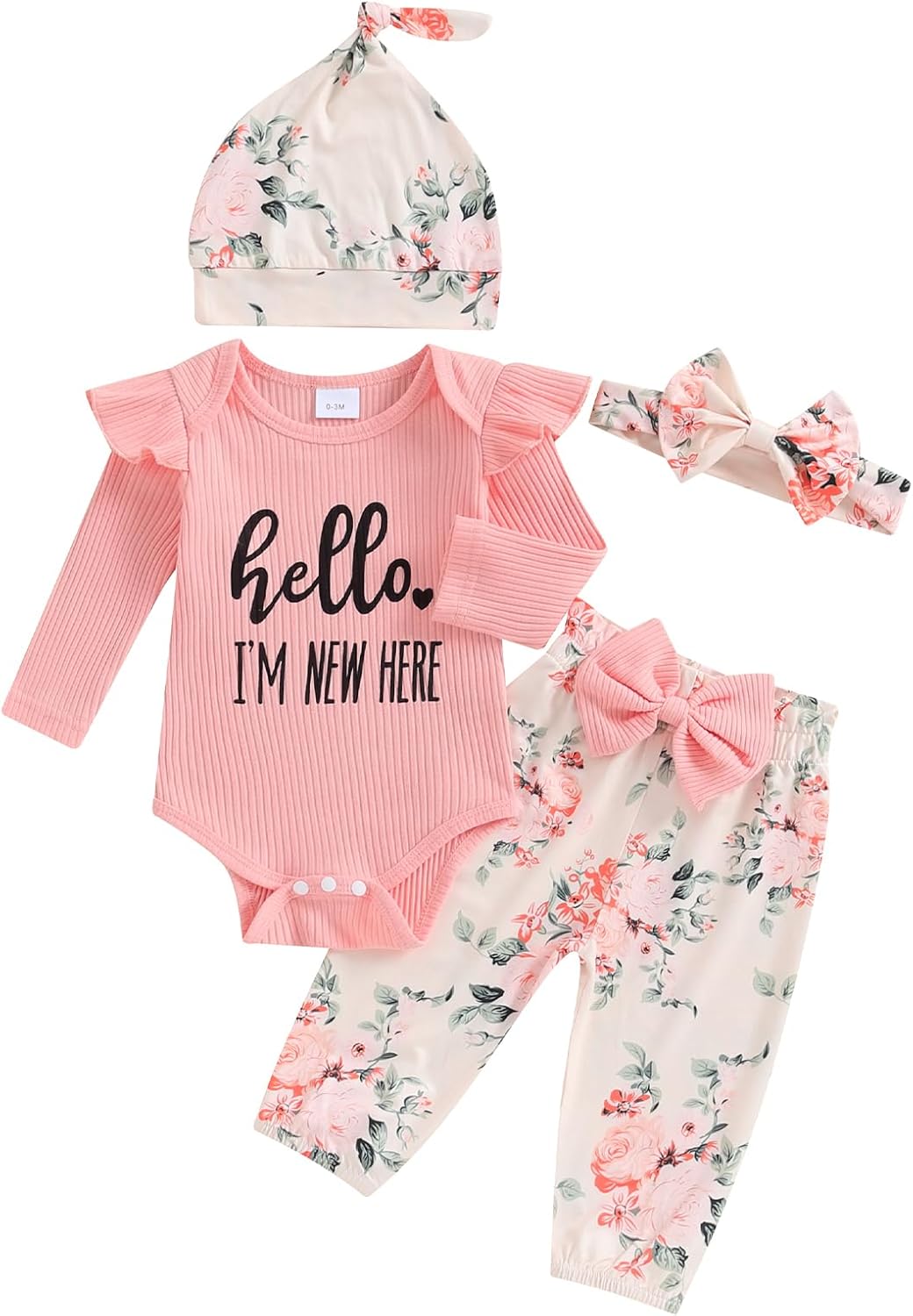 Hello World Newborn Outfit Baby Girl Going Home Outfit Ruffl…