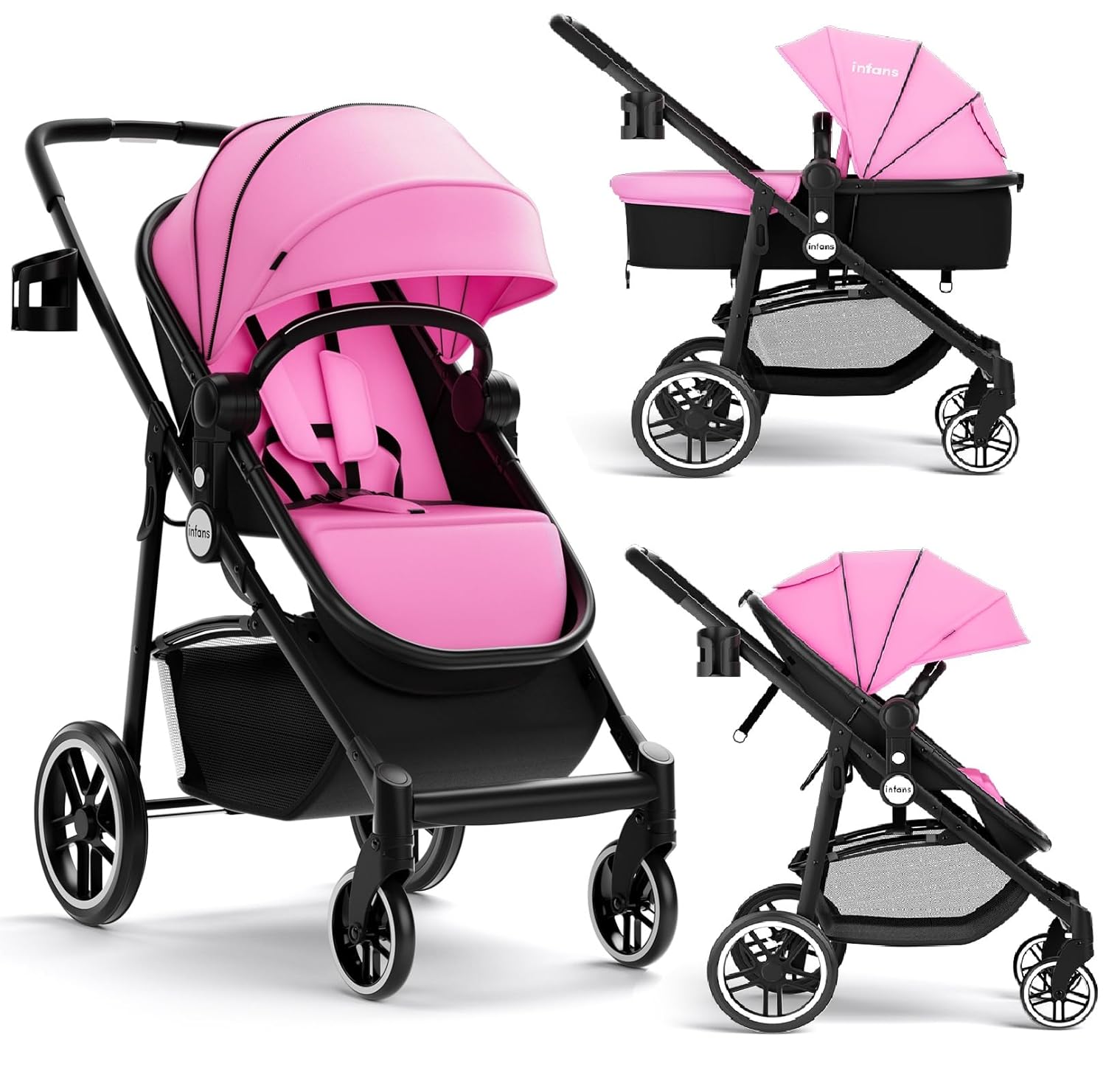 INFANS 2 in 1 Baby Stroller, High Landscape Infant Stroller …