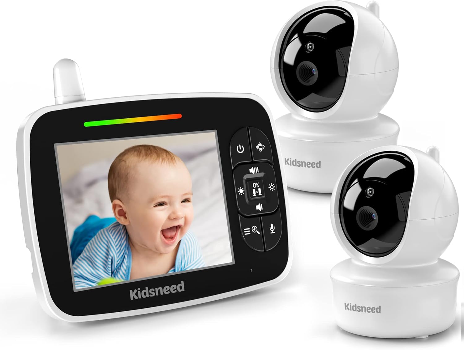 Kidsneed Baby Monitor with 2 Cameras – 3.5 Inch Video Baby M…