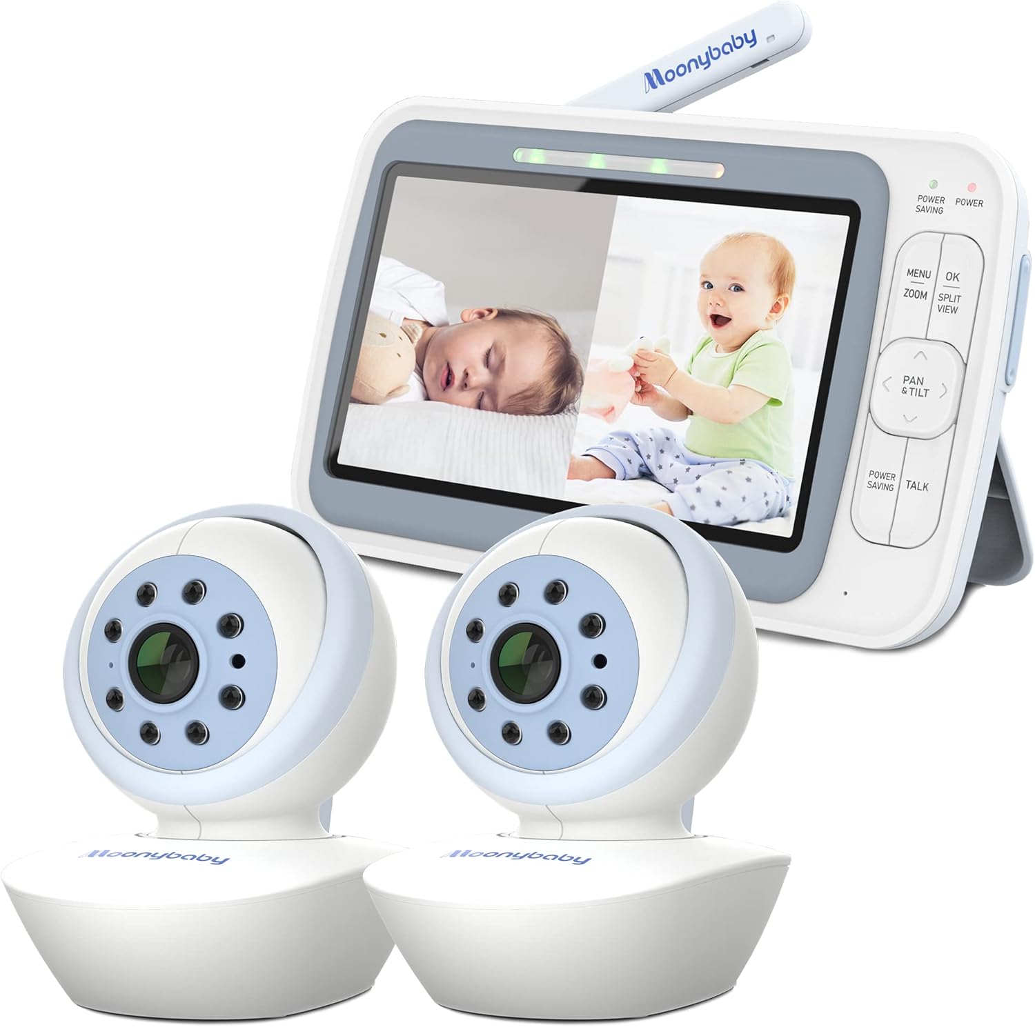 Low EMF 5″ HD Baby Monitor with 2 Cameras, No WiFi, Auto Noi…