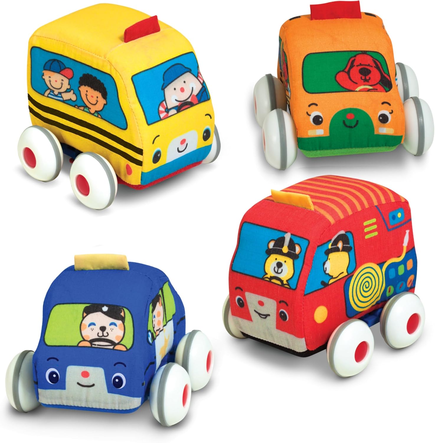 Melissa & Doug K’s Kids Pull-Back Vehicle Set – Soft Baby To…