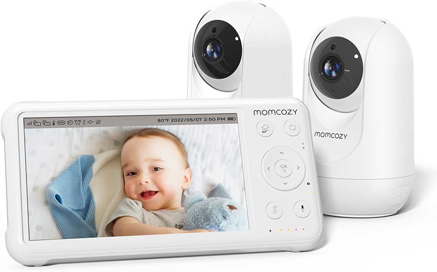 Momcozy Video Baby Monitor, 5″ HD Split-Screen Baby Monitor …