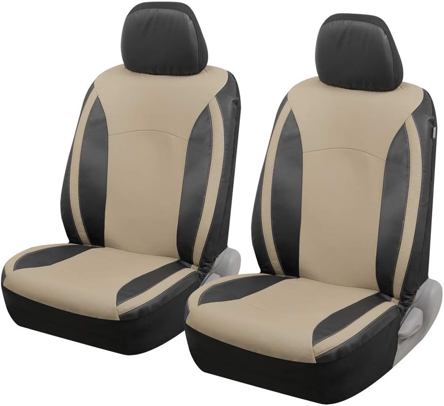 Motor Trend Beige Faux Leather Car Covers for Front Seats – …