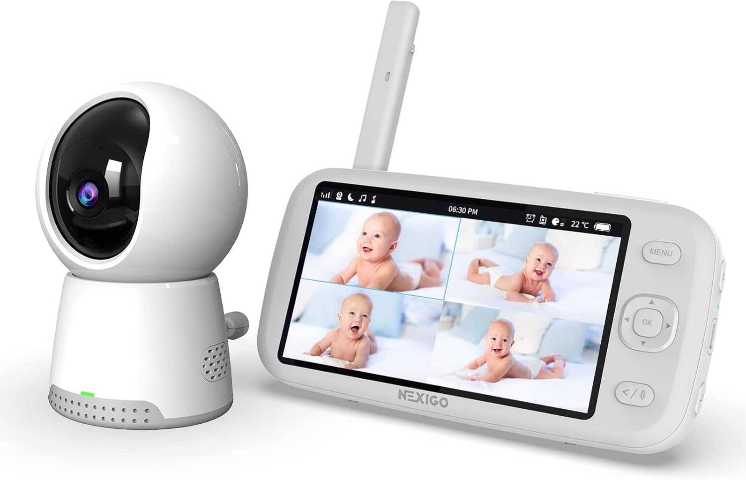 NexiGo Video Baby Monitor with Camera and Audio, 5 Inch Spli…