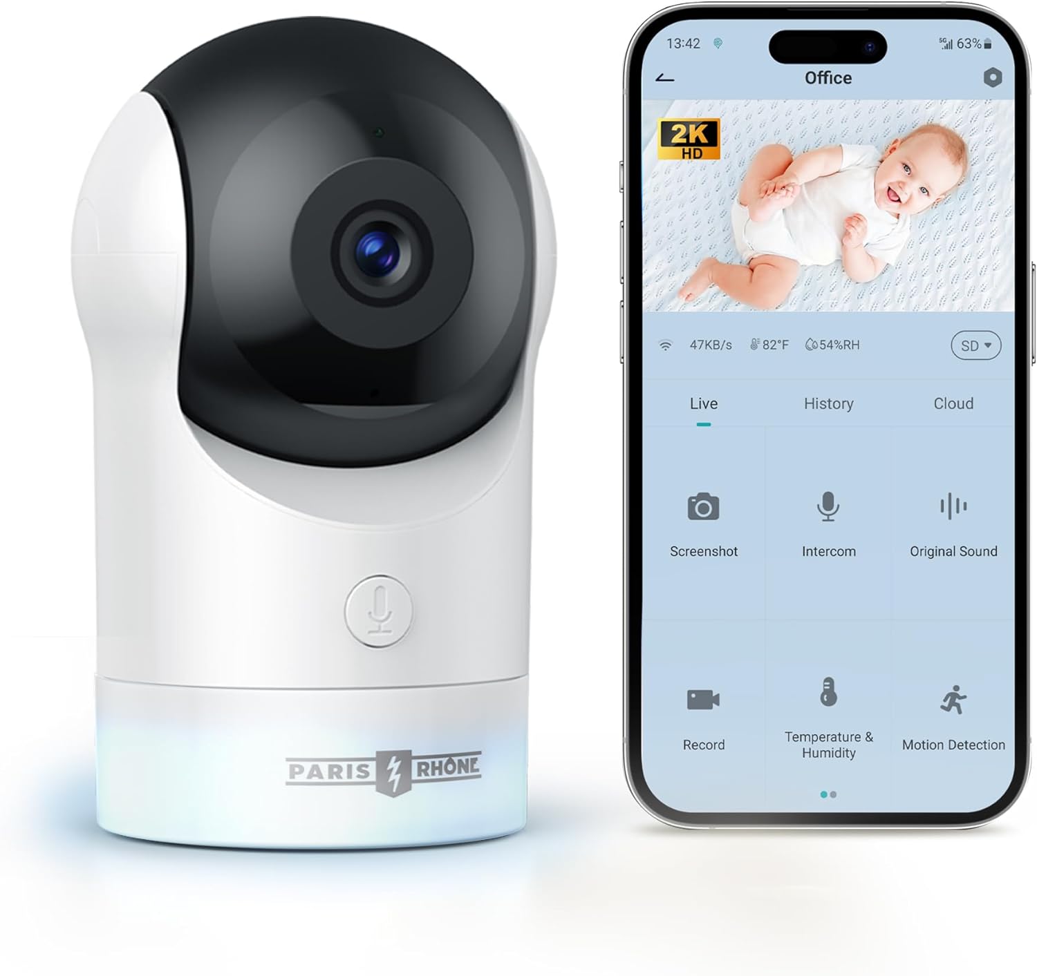 PARIS RHÔNE WiFi Baby Camera, 2K UHD Smart Baby Monitor for …