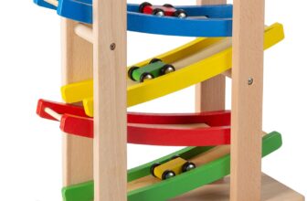 Play22 Wooden Car Ramps Race - 4 Level Toy Car Ramp Race Tra...