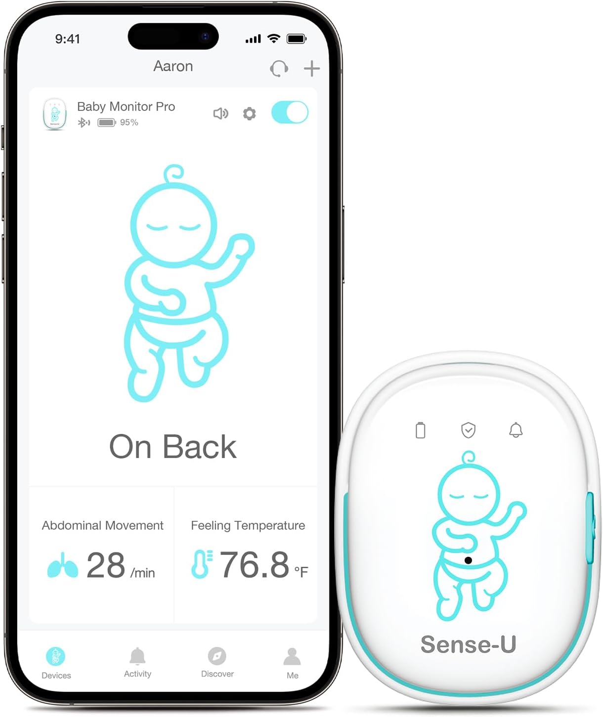 Sense-U Smart Baby Monitor Pro with Arousal Vibration, Audib…