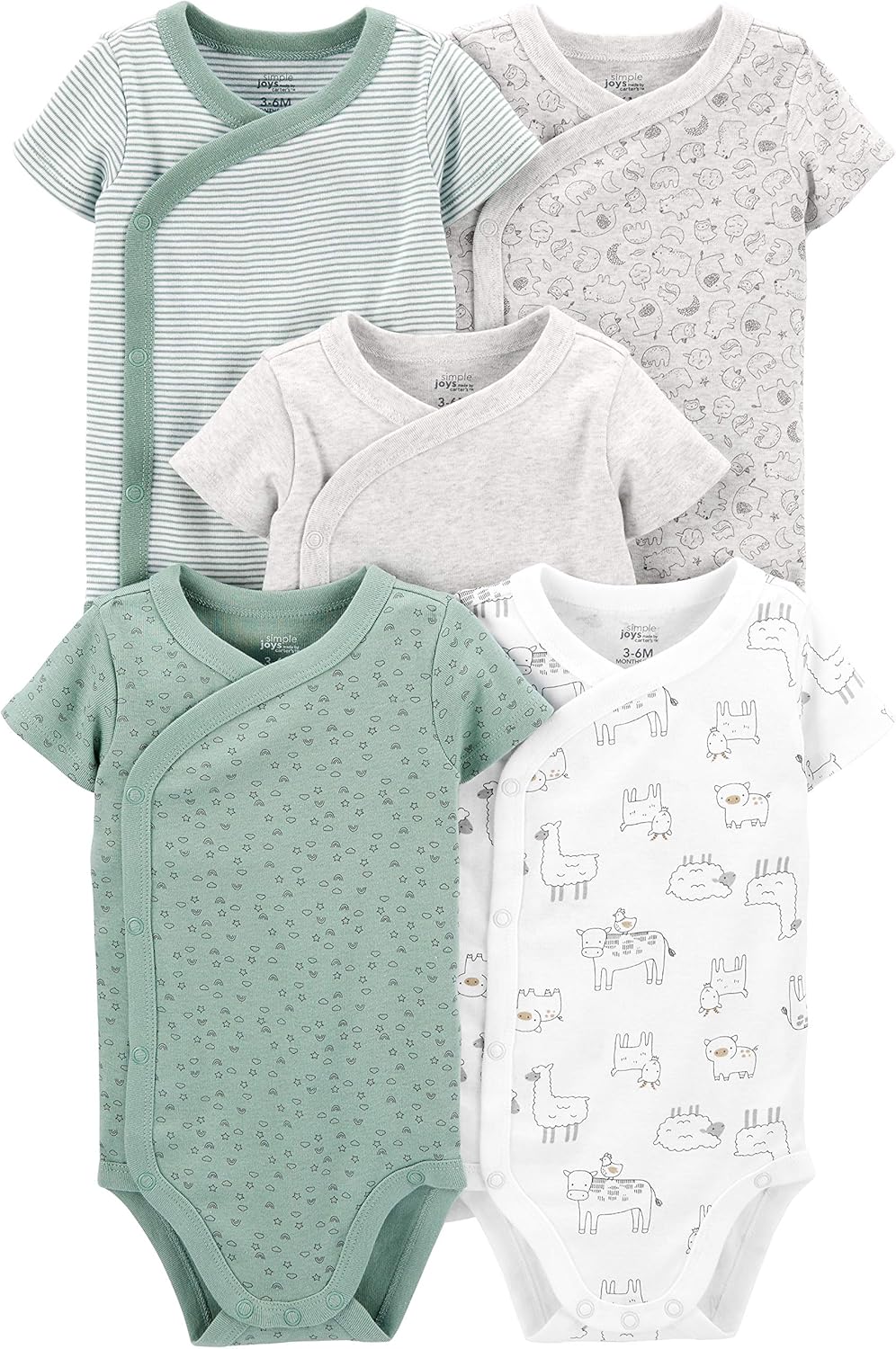 Simple Joys by Carter’s unisex-baby 5-pack Side Snap Short-s…