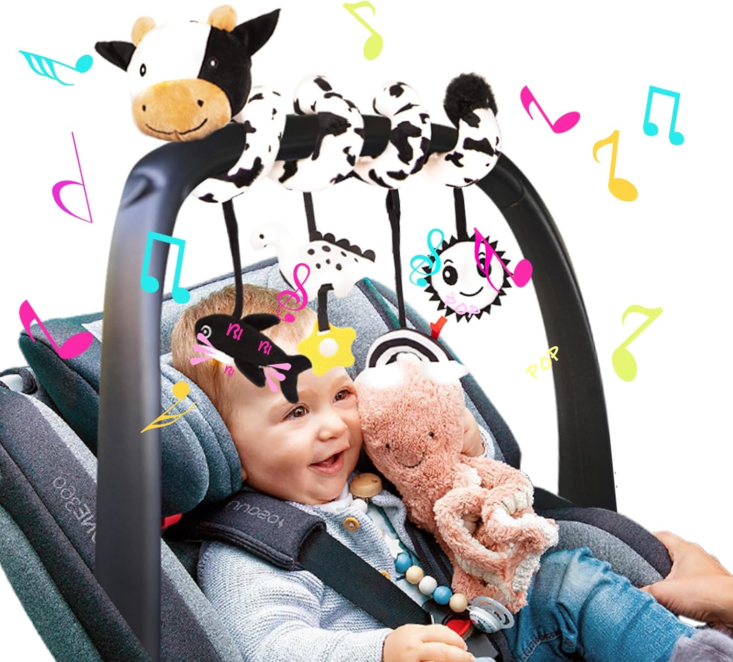 Stuffed Spiral Car Seat Toys, 0-6 Months Giraffe Stroller Ac…