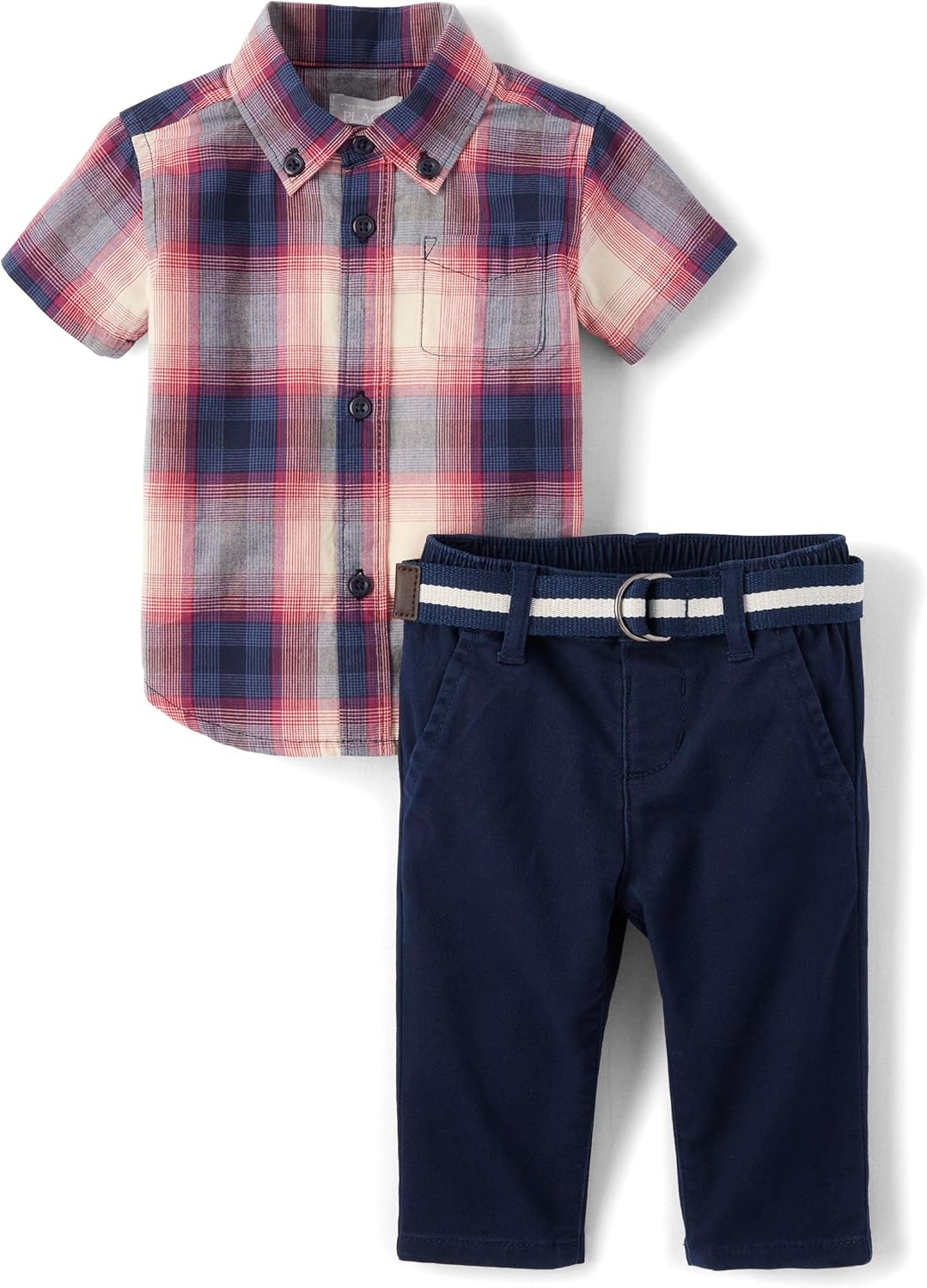 The Children’s Place baby boys Short Sleeve Shirt and Pants,…