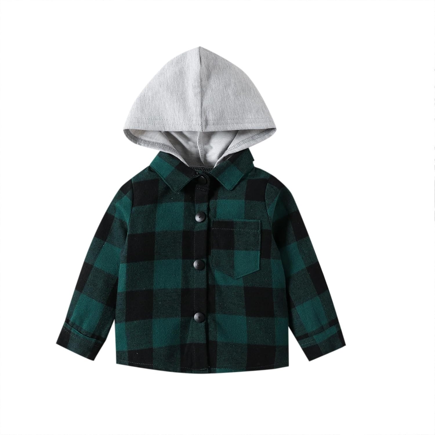 Toddler Kids Boys Girls Flannel Hoodies Plaid Print Shirt Lo…