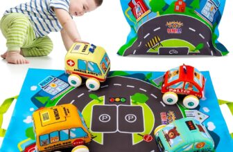 UNIH Car Toys for 1 Year Old Boy, Soft Baby Toys Set Pull Ba...