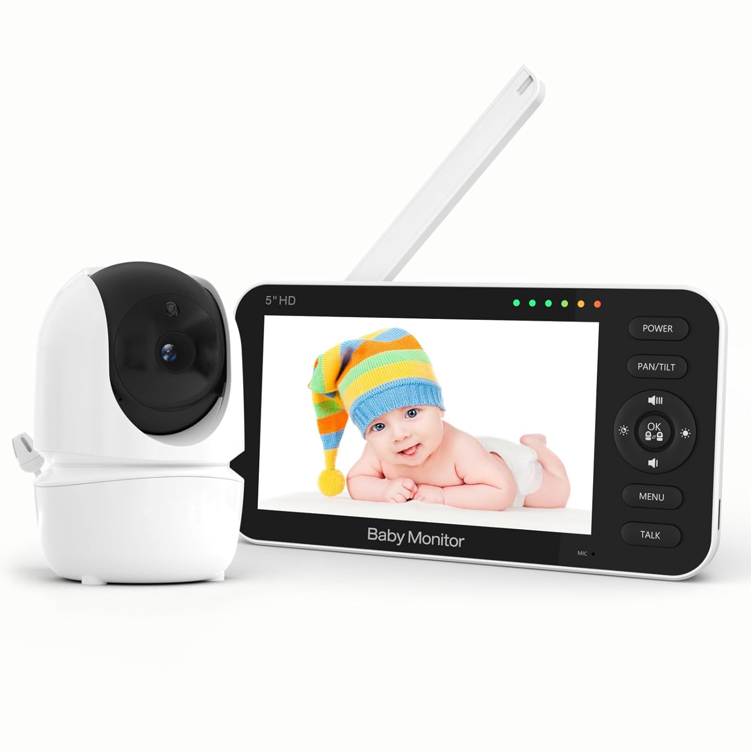 Video Baby Monitor with Camera and Audio, 5″ 720P HD Baby Mo…