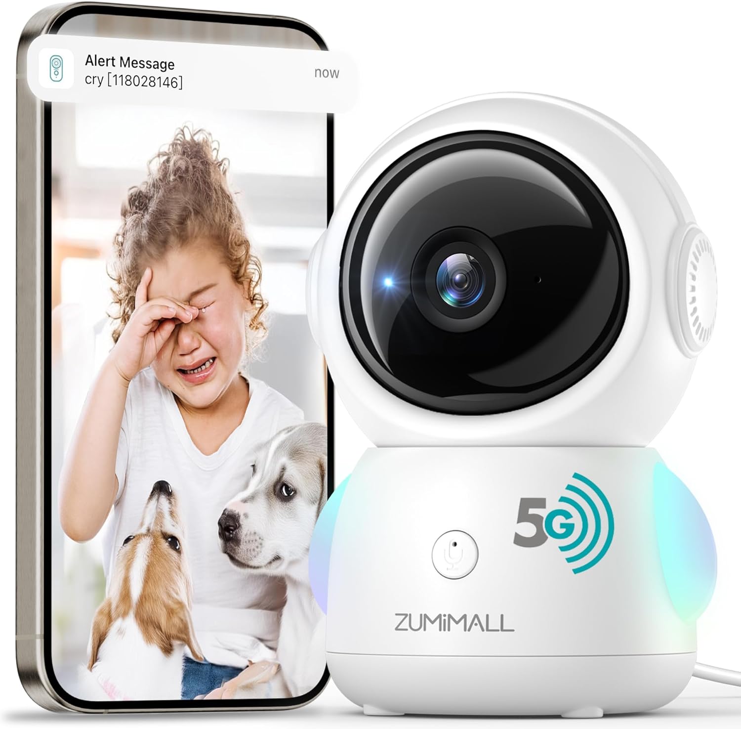 ZUMIMALL Security Camera Indoor, 5G/2.4G WiFi Baby Monitor w…