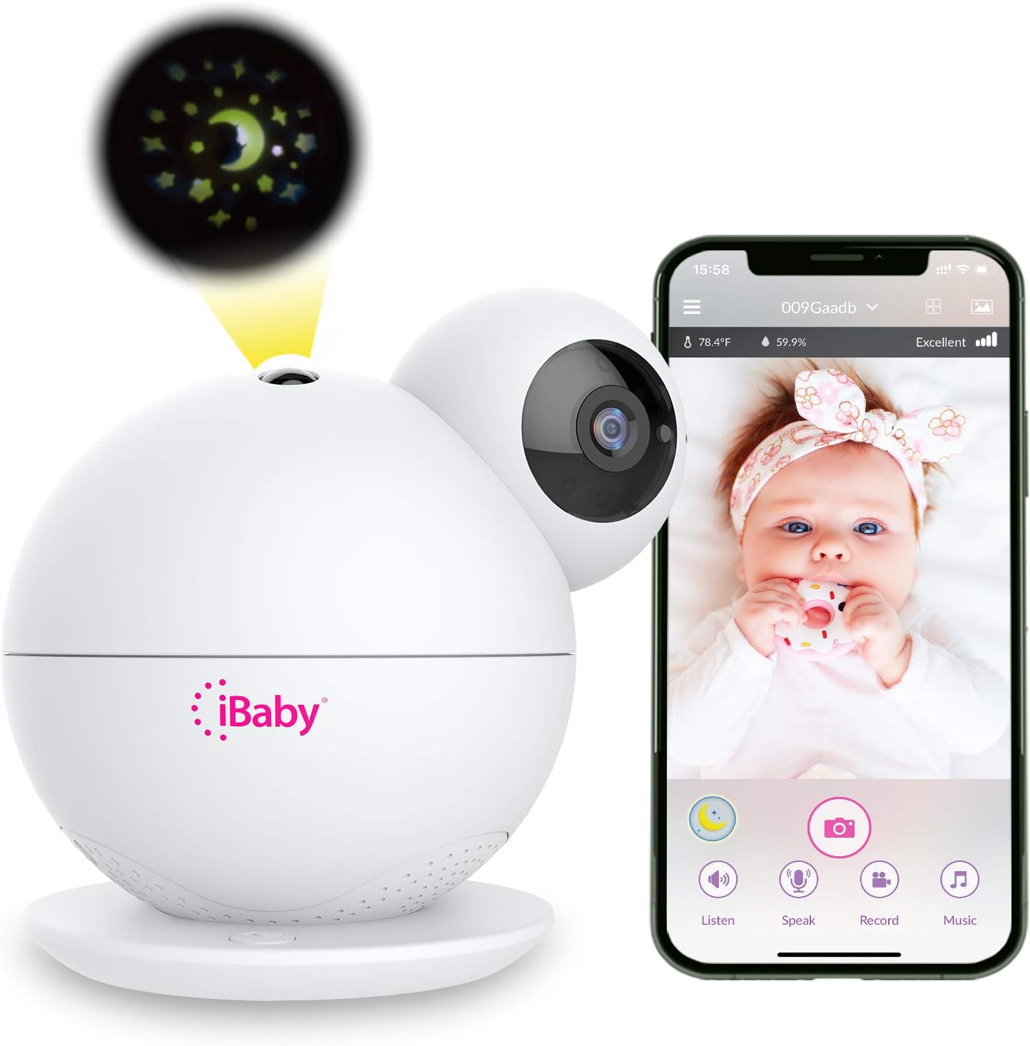 iBaby M8 2K Smart Baby Monitor, 355° Pan 110° Tilt and 2-Way…