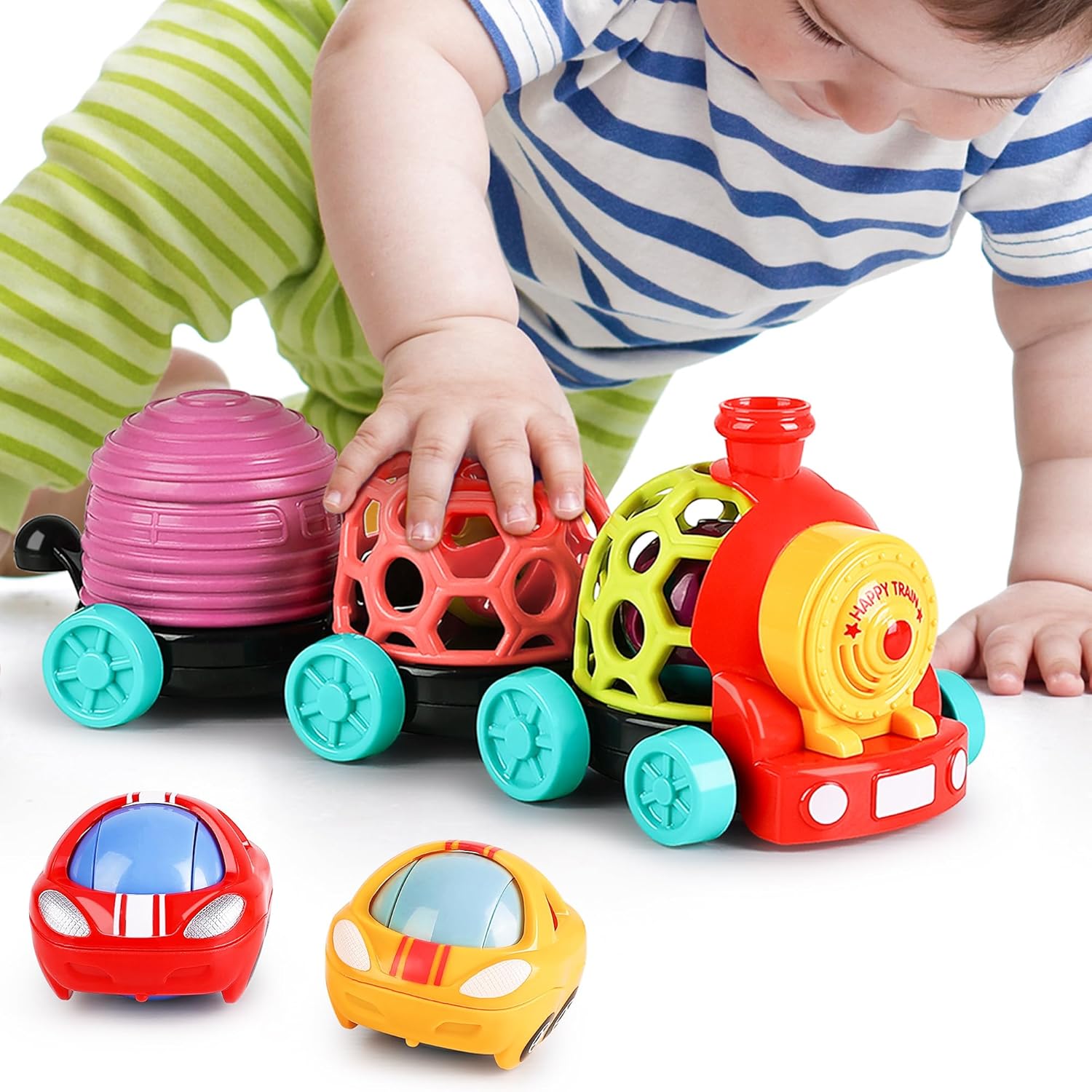 iPlay, iLearn Baby Toy Train, Infant Soft Cars for 6-12 Mont…