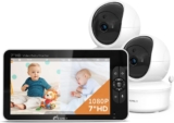 7″ Large Split Baby Monitor with 2 HD Cameras and Audio, 108…