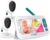 Baby Monitor,4.3″ Split-Screen Baby Monitor with 2 Cameras a…