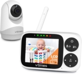 Video Baby Monitor with Camera and Audio, 3.2″ IPS Screen Ba…